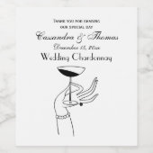 Art Deco Lady's Hand met mousserende wijn glas Wijn Etiket (Enkel label)