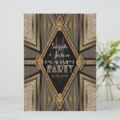 Art Deco Landelijke Gouden Romantische Verlovingsr Kaart (Staand voorkant)