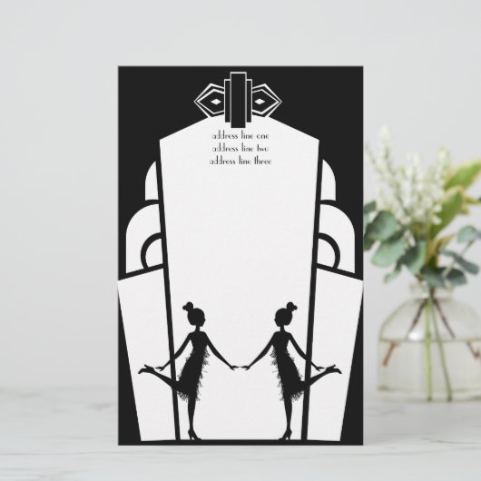 Art-Deco-lappers Briefpapier (Staand voorkant)