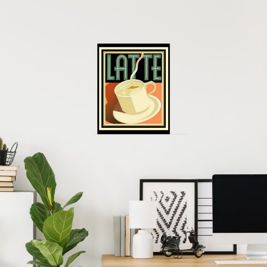Art Deco Latte Poster 16 x 20 (Thuiskantoor)