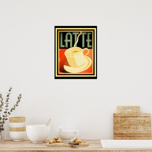 Art Deco Latte Poster 16 x 20 (Keuken)
