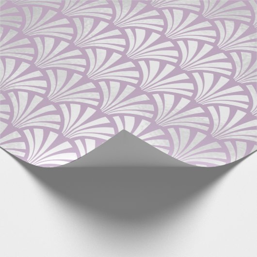 Art Deco Lavender Silver Grey Scales Seashells Cadeaupapier (Hoek)