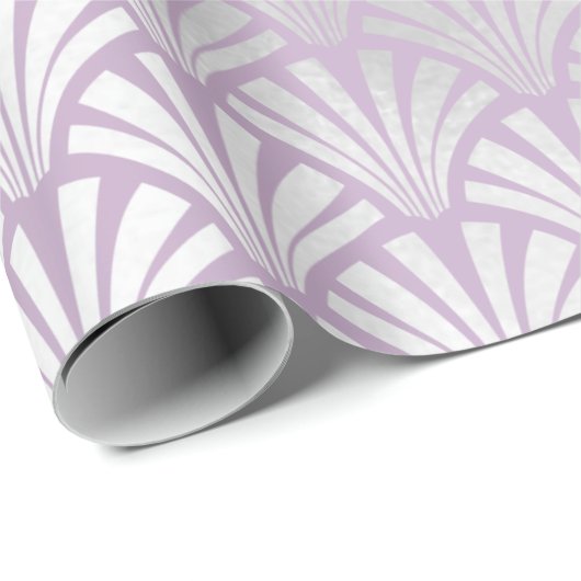 Art Deco Lavender Silver Grey Scales Seashells Cadeaupapier (Rol Hoek)