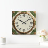 Art Deco Leafs Vierkante Klok (Huis)