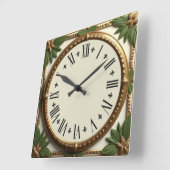 Art Deco Leafs Vierkante Klok (Hoek)