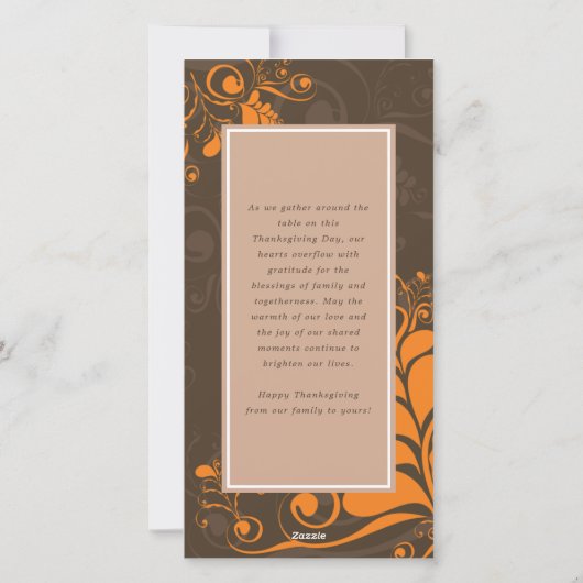 Art Deco Leaves Swirls Happy Thanksgiving 4 Foto Feestdagenkaart (Achterkant)