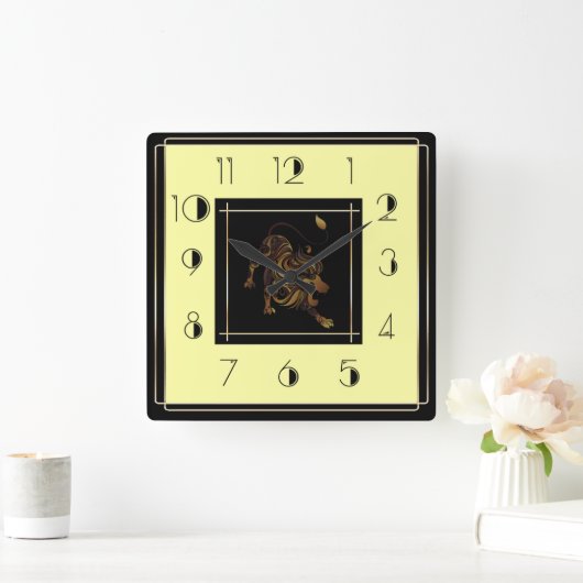 Art Deco leeuw Vierkante Klok (Huis)