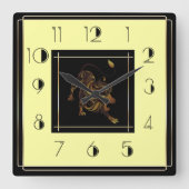 Art Deco leeuw Vierkante Klok (Voorkant)