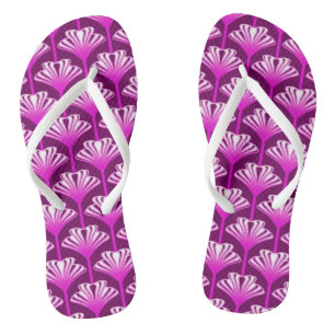Art Deco lelie, amethist paars en orchidee Teenslippers