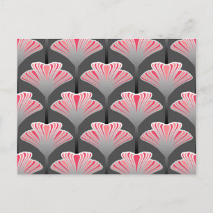 Art Deco lelie, grijs en koraalroze Briefkaart