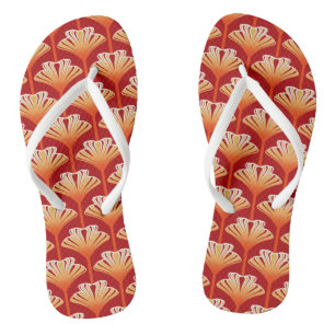 Art Deco lelie, Tangerine oranje en goud Teenslippers