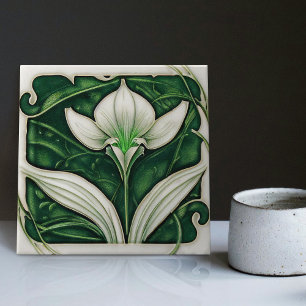 Art Deco lelie wanddecoratie Art Nouveau keramisch Tegeltje