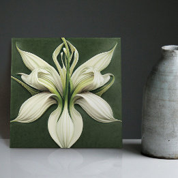 Art Deco lelie wanddecoratie Art Nouveau keramisch Tegeltje