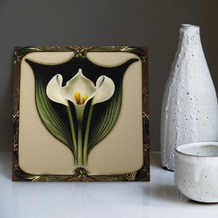Art Deco lelie wanddecoratie Art Nouveau keramisch Tegeltje