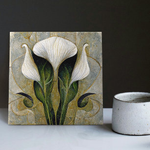 Art Deco lelie wanddecoratie Art Nouveau keramisch Tegeltje