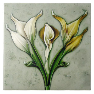 Art Deco lelie wanddecoratie Art Nouveau keramisch Tegeltje