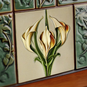 Art Deco lelie wanddecoratie Art Nouveau Tegeltje