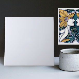 Art Deco Lelies Effen Lichtblauw Tegeltje