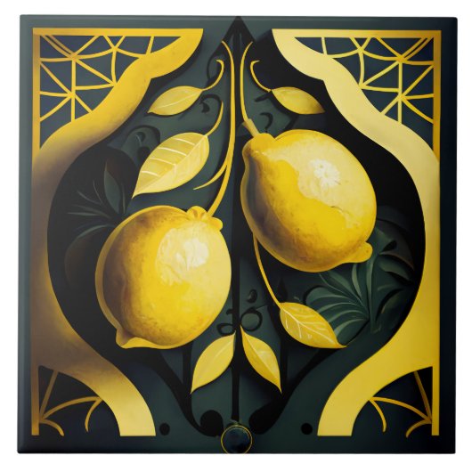 Art Deco Lemons Tegeltje (Voorkant)