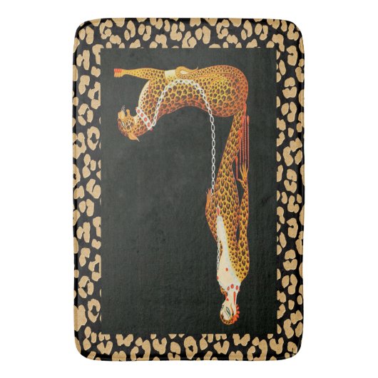 Art Deco Leopard Lady (ERTE) Leopard Skin Bath Mat (Voorkant Verticaal)