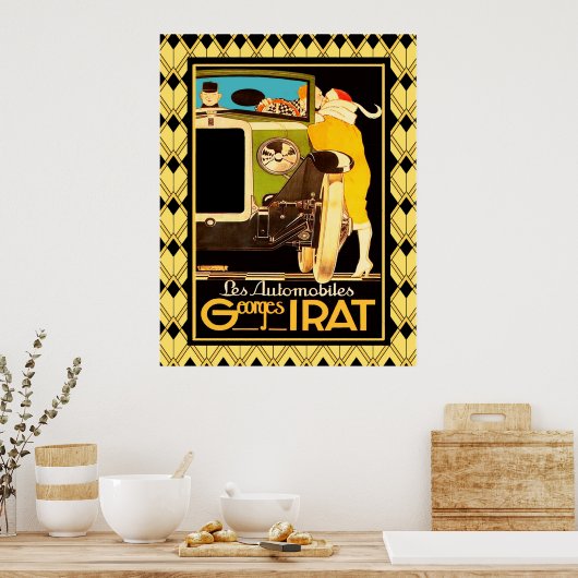 Art deco Les Automobiles Poster (Keuken)