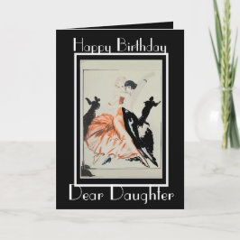 ART DECO "LET'S DANCE" DOCHTER WENSKAART KAART