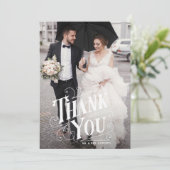 Art Deco Lettering Fotobruiloft Bedankkaart (Staand voorkant)