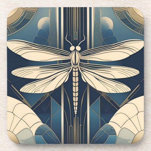 Art Deco Libelle Onderzetterset Bier Onderzetter (Voorkant)