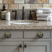 Art Deco Libelle Parels Edelstenen Glas in Lood Keramische Knop