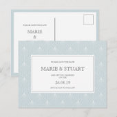 Art Deco lichtblauwe Save the Date-ansichtkaart Uitnodiging Briefkaart (Voorkant / Achterkant)