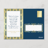 Art Deco Liefde & Bedankt Goud Donkerblauw Dank u Briefkaart (Achterkant)