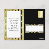 Art Deco Liefde & Bedankt Goud Zwart Foto Dank u Briefkaart (Achterkant)