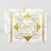Art Deco Liefde en Bedankt Bruiloft Marmeren Goude Briefkaart (Voorkant / Achterkant)