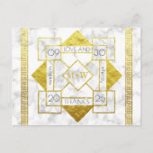 Art Deco Liefde en Bedankt Bruiloft Marmeren Goude Briefkaart (Voorkant)