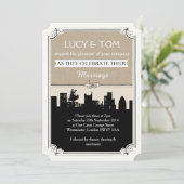 Art Deco 'Liefde in de stad' Huwelijksuitnodiging Kaart (Staand voorkant)