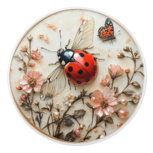 Art Deco Lieveheersbeestje Bloemen Vlinder Keramische Knop
