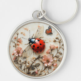 Art Deco Lieveheersbeestje Bloemen Vlinder Sleutelhanger