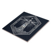 Art Deco Lighthouse Nautical Silver Design Tegeltje (Zijkant)