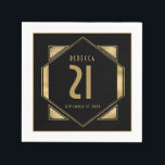 Art Deco Lijst 21st Birthday Name Date Gold Black Servet<br><div class="desc">Art Deco Lijst 21st Birthday Name Date Gold Black Tieners glam voor je 21ste verjaardag feest met dit decoratieve gouden lijst en personaliseer de uit de jaren 20 stamachtige typografie met jouw naam,  datum en leeftijd.</div>
