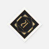 Art Deco Lijst 21st Birthday Name Date Gold Black Servet (Hoek)