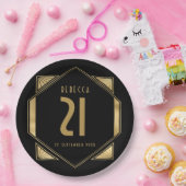 Art Deco Lijst 21st Birthday Name Date Papieren Bordje (Feest)