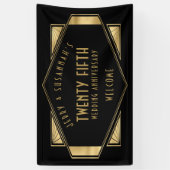 Art Deco Lijst 25e Jubileum Namen Goud Zwart Spandoek (Verticaal)