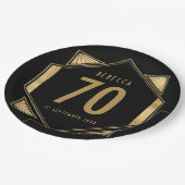 Art Deco Lijst 70e Verjaardag Naam Datum Papieren Bordje (Gekanteld)