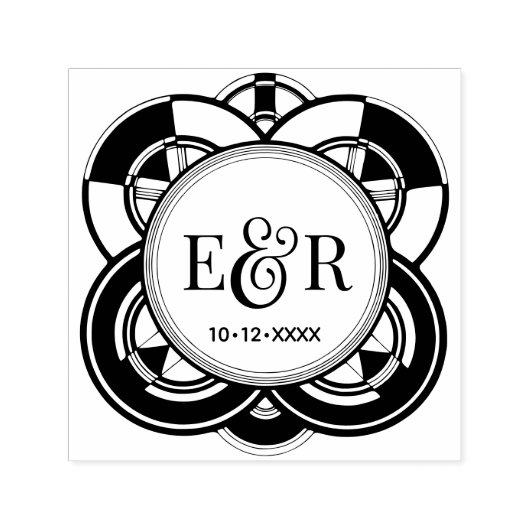 Art Deco Lijst Ampersand Paar 2 Initiaal Monogram Zelfinktende Stempel (Design)
