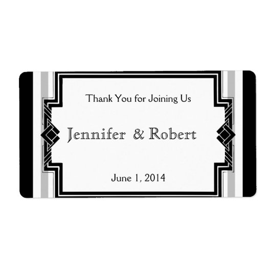 Art Deco Lijst Bruiloft Waterflesetiket Etiket (Voorkant)