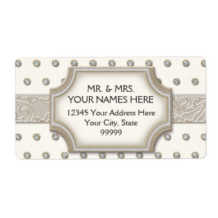 Art Deco Lijst Champagne Silver Jewel Stippen Etiket