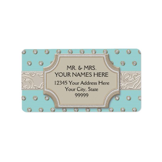 Art Deco Lijst Champagne Silver Jewel Stippen Etiket (Voorkant)