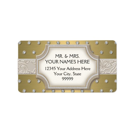 Art Deco Lijst Champagne Silver Jewel Stippen Etiket (Voorkant)