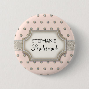 Art Deco Lijst Champagne Silver Jewel Stippen Ronde Button 5,7 Cm
