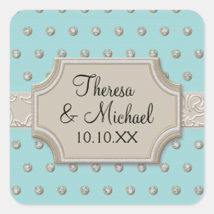 Art Deco Lijst Champagne Silver Jewel Stippen Vierkante Sticker